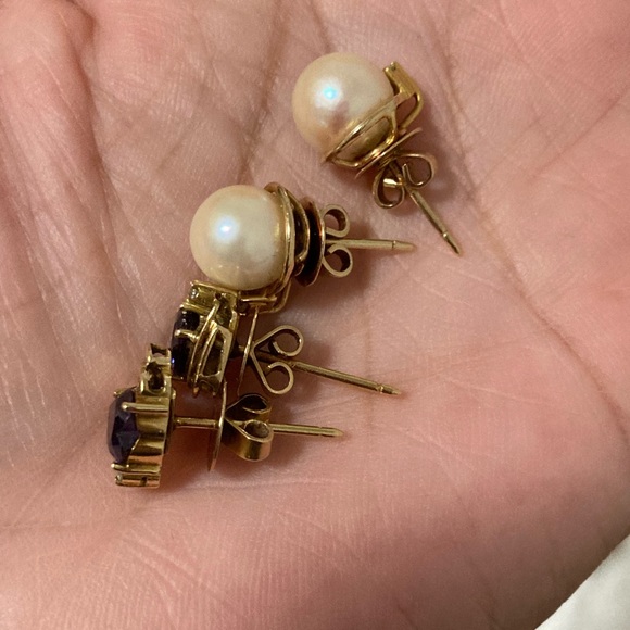 2 pairs of 14k solid gold earrings - Picture 2 of 9